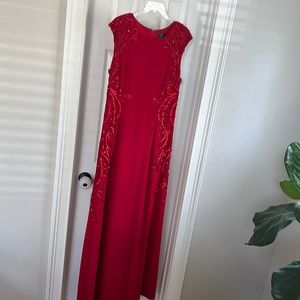 Adrianna Papell red formal beaded gown size 16, EUC